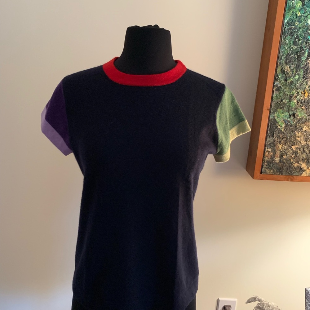 Vintage!! Worth color block cashmere shirt